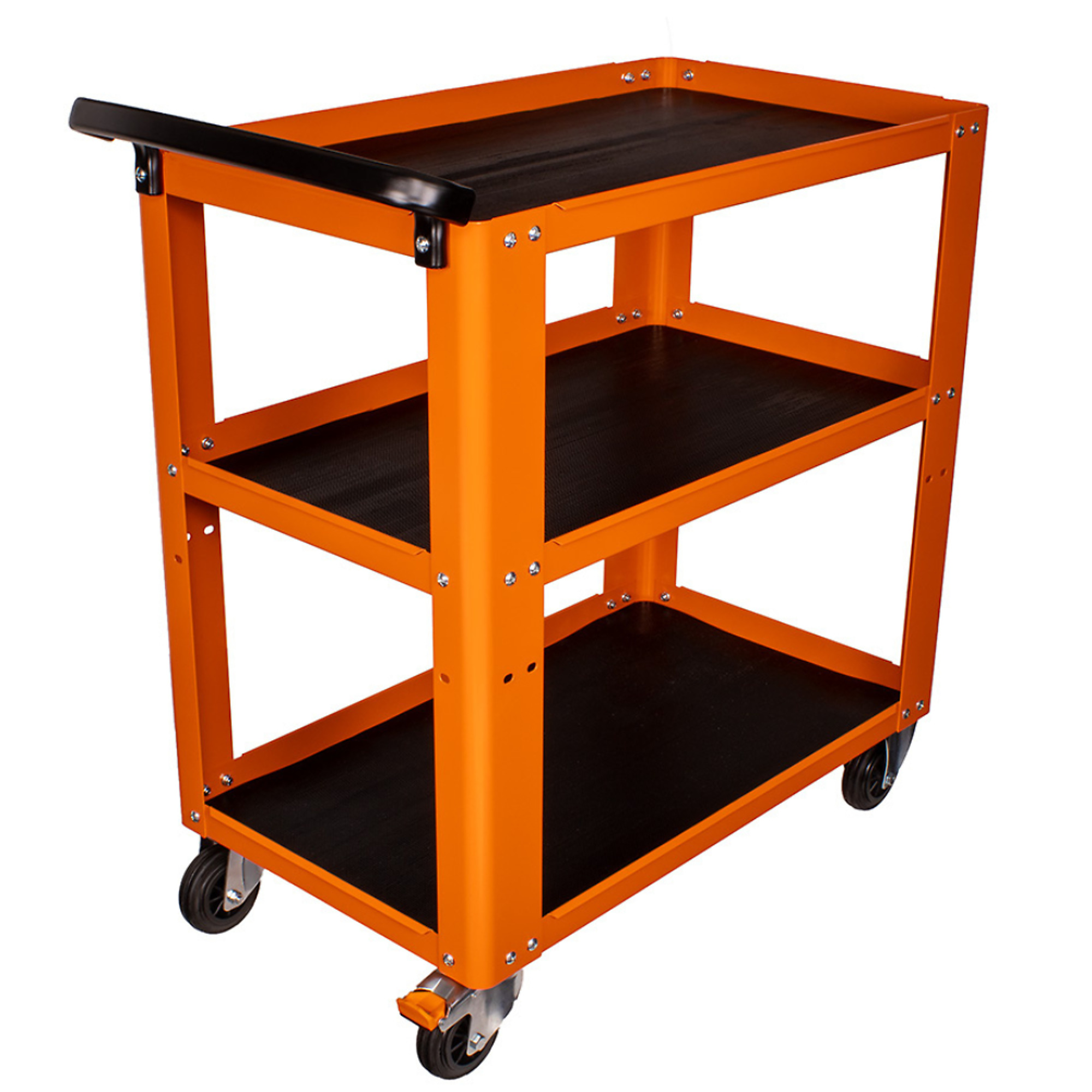 Beta Easy Trolley Utility Shop Cart — 3-Shelf, Locking Caster, 440-Lb. Capacity, Orange, Model# C51